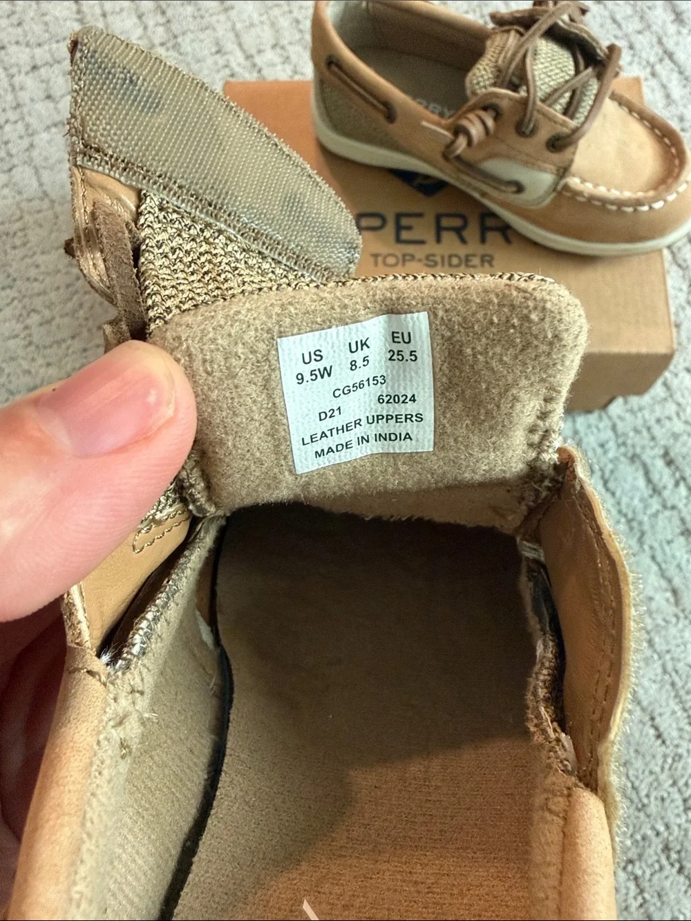 Sperry Kids Tan and Cream No-Tie Moccasin Boat Shoes